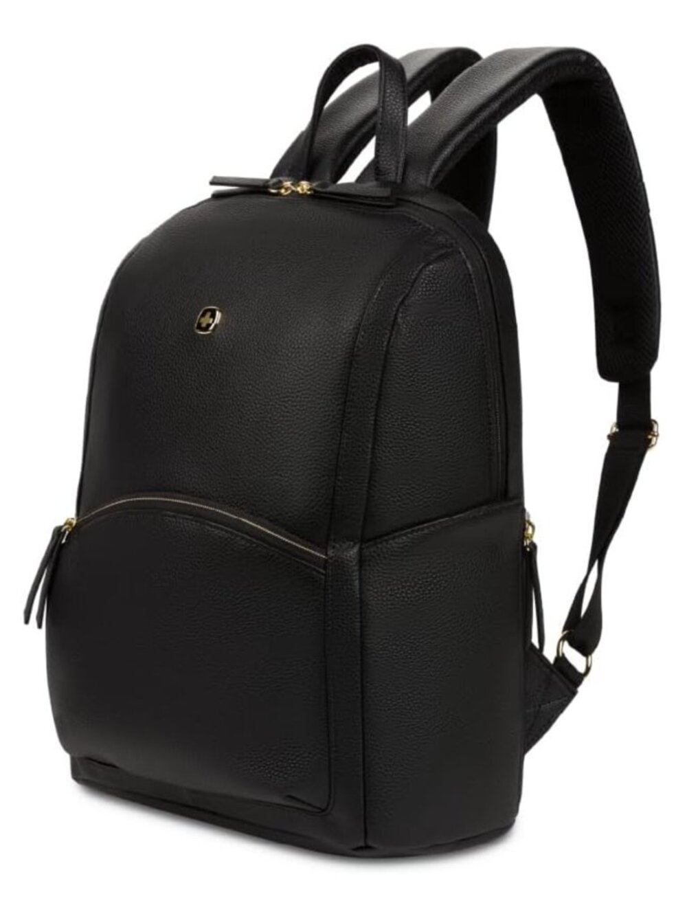 Vegan Leather Laptop Backpack 13" Slim Business Travel Work Bag Gold Accents